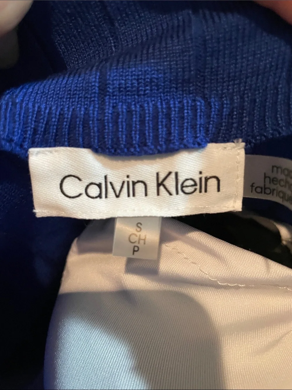 Calvin Klein Royal Blue Ribbed Mock Neck Sweater Size S
